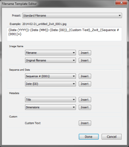 Filename Preset Window