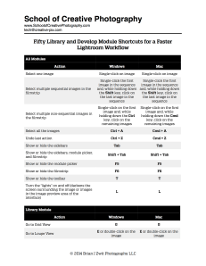 Fifty most important shortcuts for the Library and Develop modules in Lightroom. Click to download the pdf.
